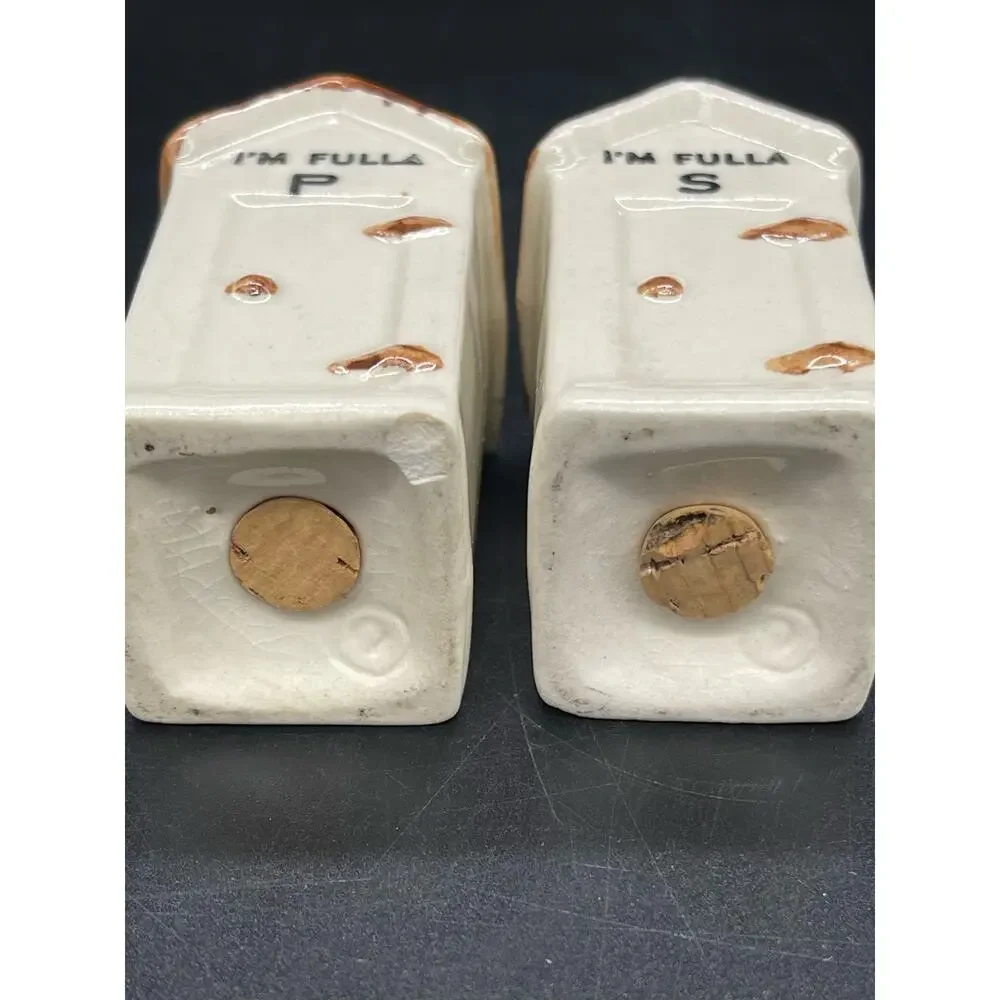 Vintage Outhouse Salt & Pepper Shakers Cork Stoppers 